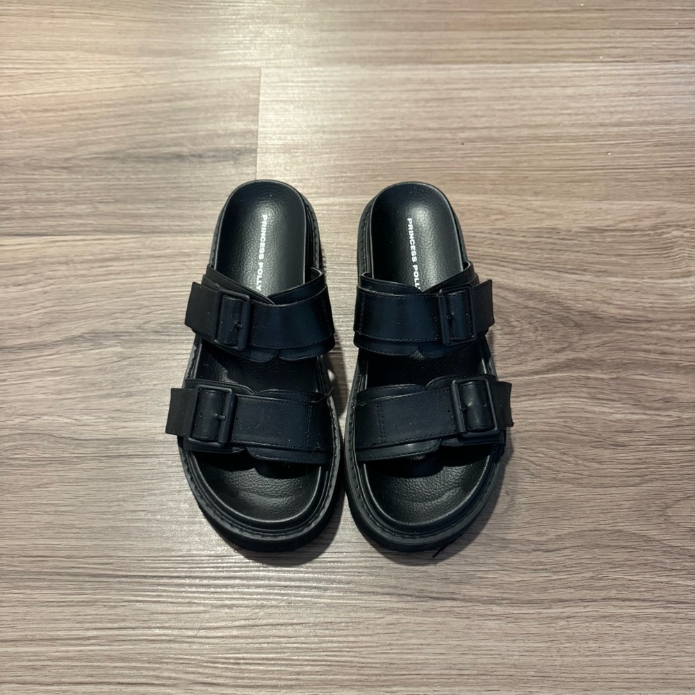 Princess Polly black buckle sandals